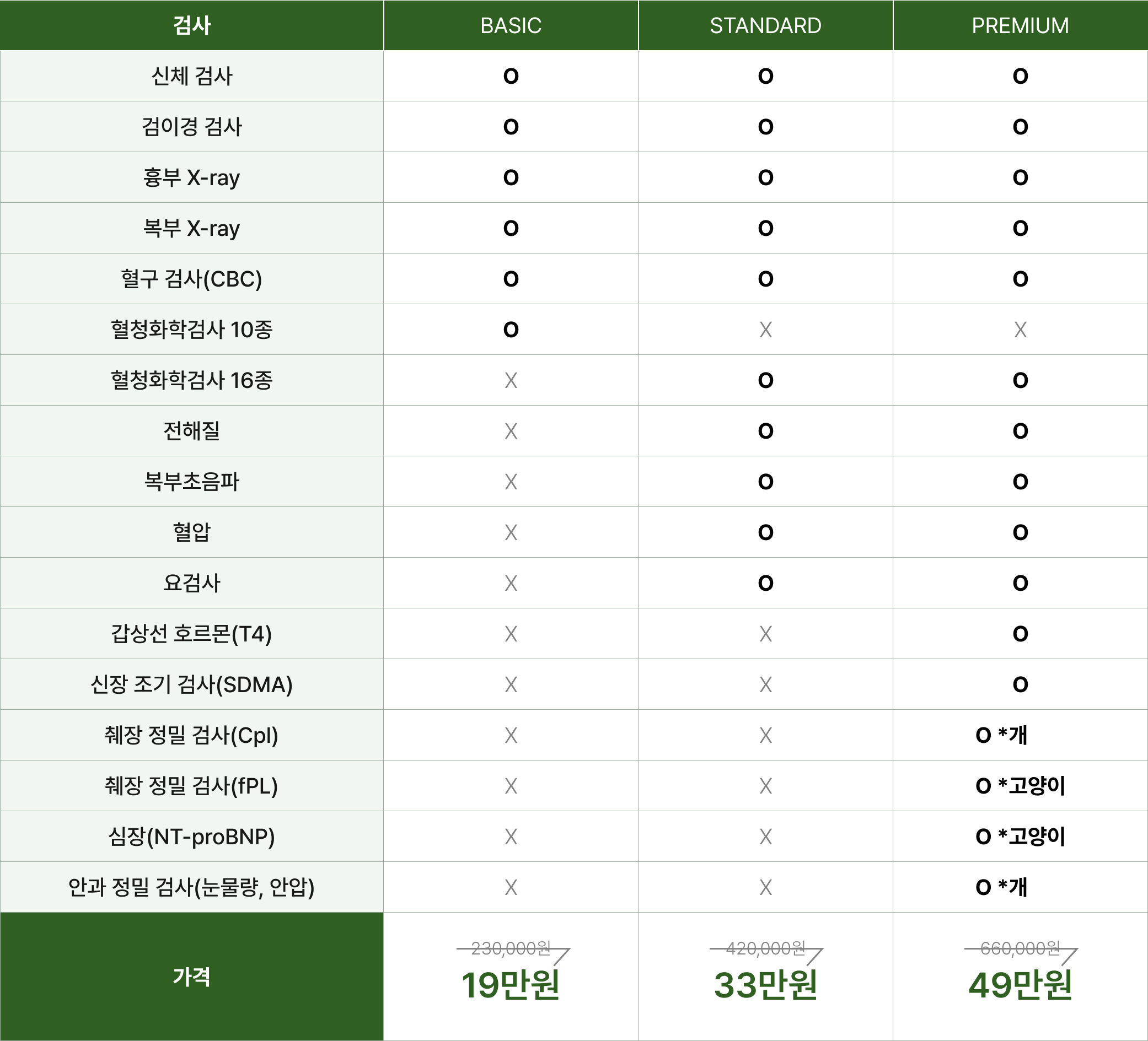 건강검진 항목 표